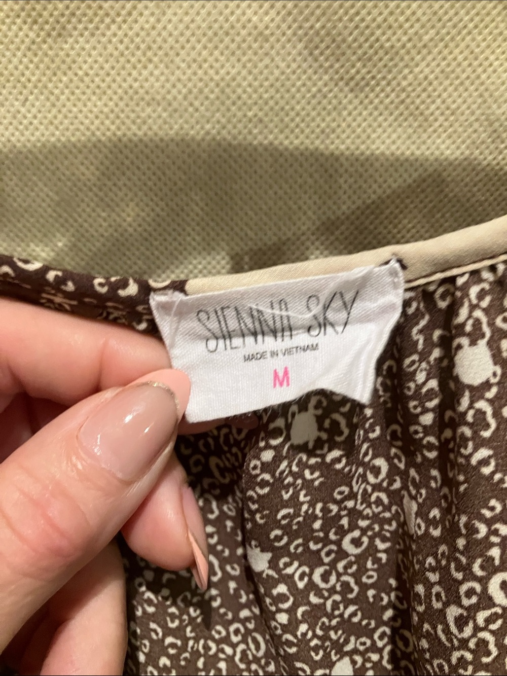 Sienna Sky Brown and Cream Tie-Front Printed Blouse - Picture 2 of 2
